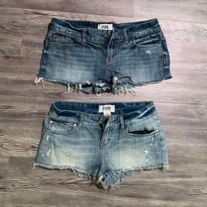 PINK by Victoria's Secret Distressed Frayed Hem Jean Shorts - Size 4. Two pairs.